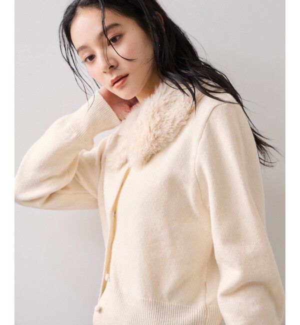 VIS「衿ファー取り外しカーディガン」|カーディガン|