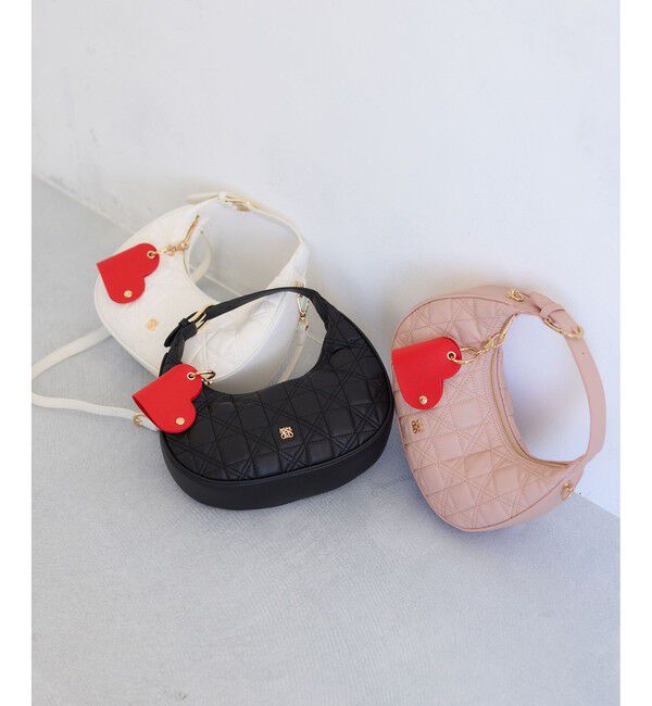 VIS「ハートチャーム付き2WAYキルトバッグ」|ハンドバッグ|