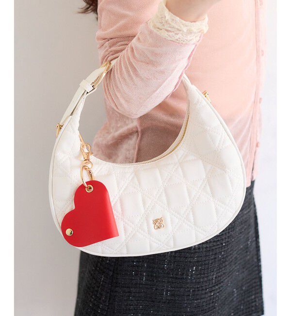VIS「ハートチャーム付き2WAYキルトバッグ」|ハンドバッグ|