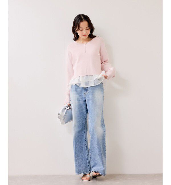 VIS「ペプラムオーガンジードッキングニットプルオーバー」|ニット・セーター|