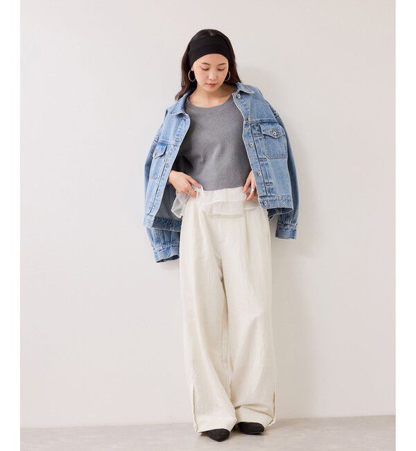 VIS「ペプラムオーガンジードッキングニットプルオーバー」|ニット・セーター|