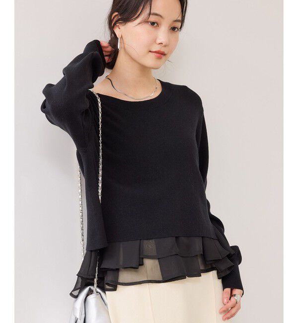 VIS「ペプラムオーガンジードッキングニットプルオーバー」|ニット・セーター|