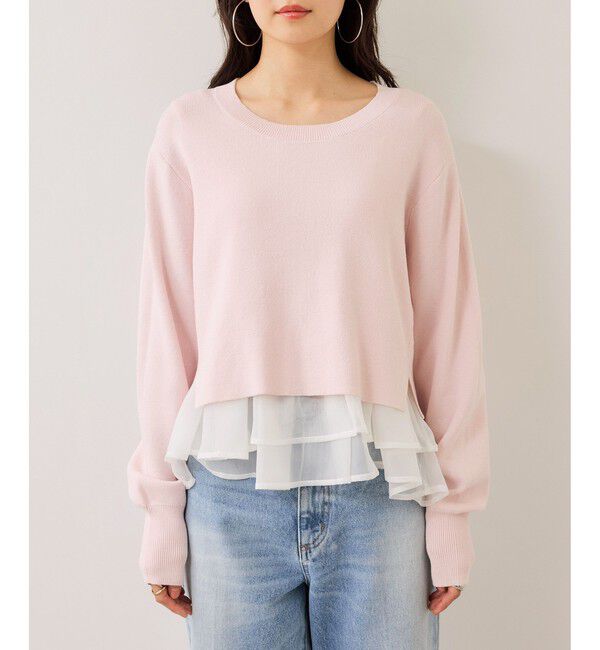 VIS「ペプラムオーガンジードッキングニットプルオーバー」|ニット・セーター|