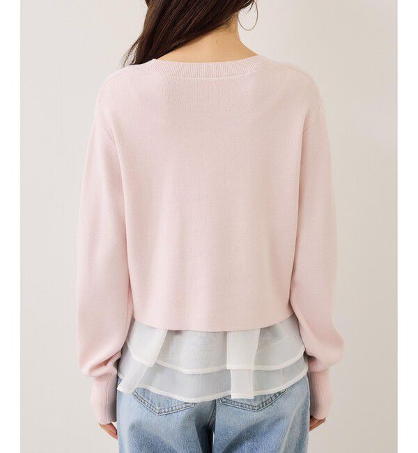 VIS「ペプラムオーガンジードッキングニットプルオーバー」|ニット・セーター|