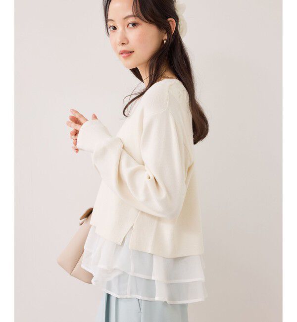 VIS「ペプラムオーガンジードッキングニットプルオーバー」|ニット・セーター|