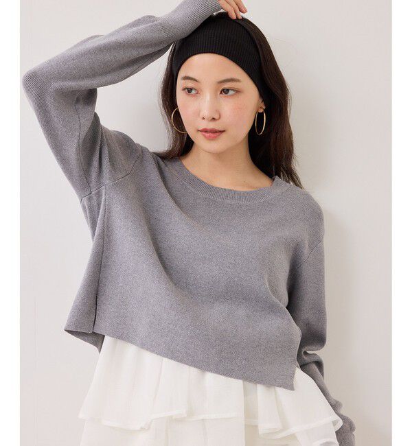 VIS「ペプラムオーガンジードッキングニットプルオーバー」|ニット・セーター|グレー(07)