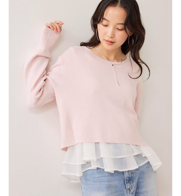 VIS「ペプラムオーガンジードッキングニットプルオーバー」|ニット・セーター|