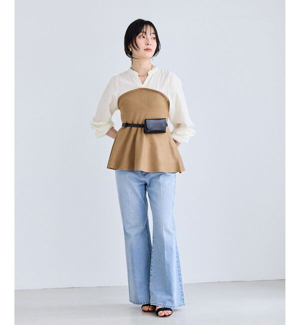 VIS「ペプラムニットドッキングブラウス」|シャツ・ブラウス|