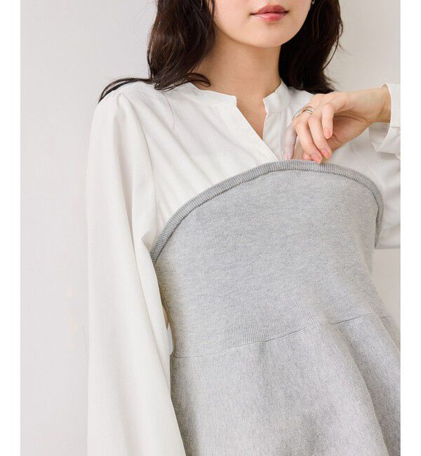 VIS「ペプラムニットドッキングブラウス」|シャツ・ブラウス|