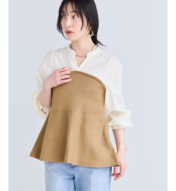 VIS「ペプラムニットドッキングブラウス」|シャツ・ブラウス|