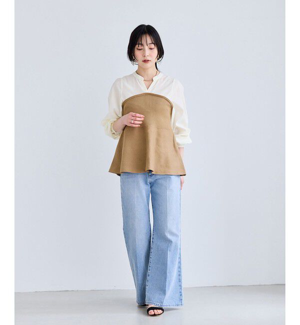 VIS「ペプラムニットドッキングブラウス」|シャツ・ブラウス|