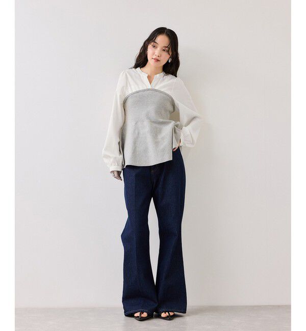 VIS「ペプラムニットドッキングブラウス」|シャツ・ブラウス|