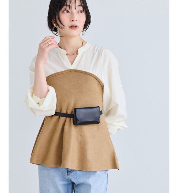 VIS「ペプラムニットドッキングブラウス」|シャツ・ブラウス|ベージュ(27)