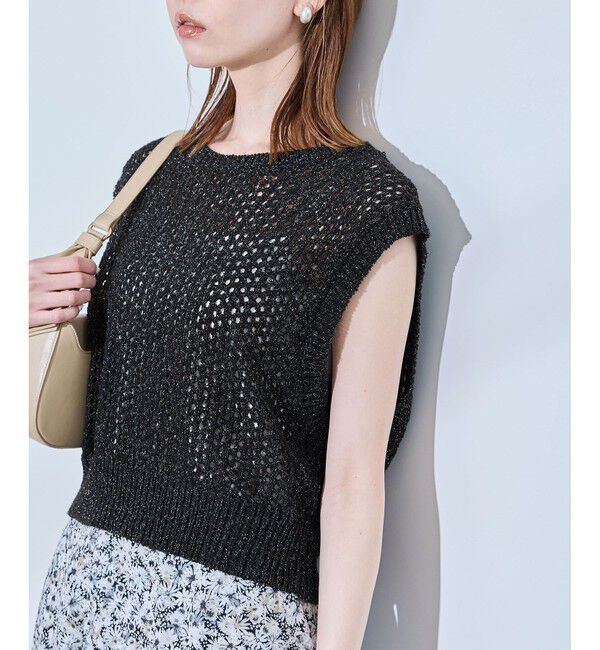 Rope&rsquo;Picnic「透かし編みラメニットベスト」|ベスト・ジレ|クロメイン