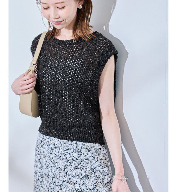 Rope&rsquo;Picnic「透かし編みラメニットベスト」|ベスト・ジレ|