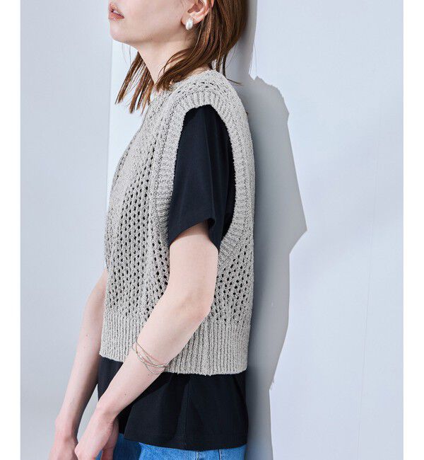 Rope&rsquo;Picnic「透かし編みラメニットベスト」|ベスト・ジレ|
