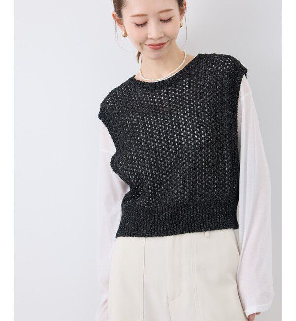 Rope&rsquo;Picnic「透かし編みラメニットベスト」|ベスト・ジレ|