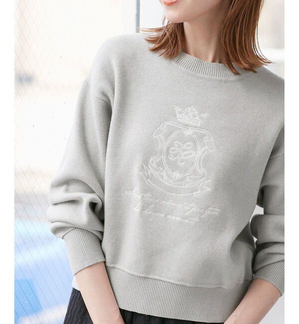 Rope&rsquo;Picnic「スウェットライク刺繍ニットプルオーバー/リンクコーデ」|ニット・セーター|グレー(07)