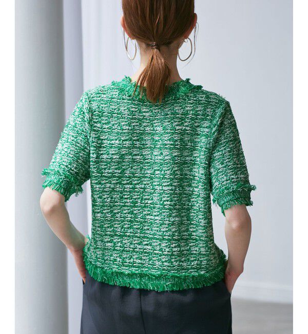 Rope&rsquo;Picnic「【サマー・ツイード】ハーフスリーブカーディガン」|カーディガン|