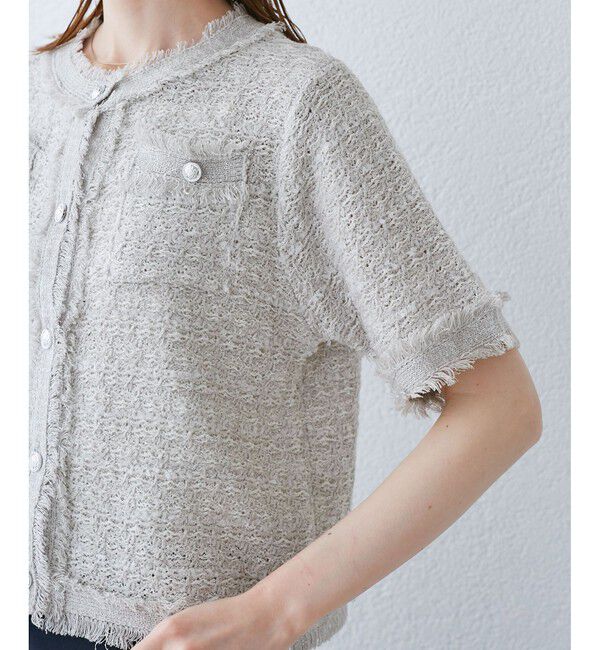 Rope&rsquo;Picnic「【サマー・ツイード】ハーフスリーブカーディガン」|カーディガン|