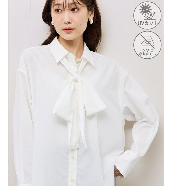 Rope&rsquo;Picnic「【防シワ】ボウタイ付きレギュラーシャツ」|シャツ・ブラウス|オフホワイト(15)