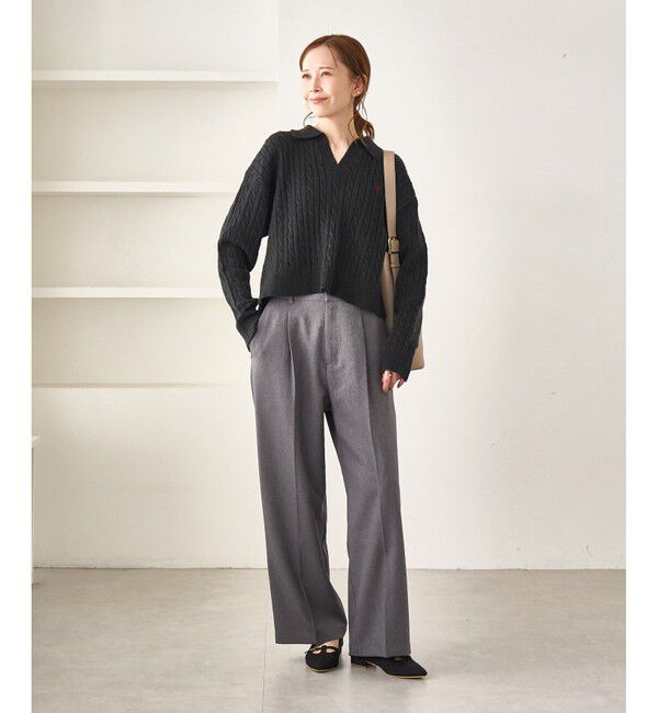 Rope&rsquo;Picnic「【BEVERLYHILLS POLO CLUB・新色追加】ケーブル編みクロップドスキッパーニット」|ニット・セーター|