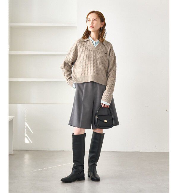 Rope&rsquo;Picnic「【BEVERLYHILLS POLO CLUB・新色追加】ケーブル編みクロップドスキッパーニット」|ニット・セーター|