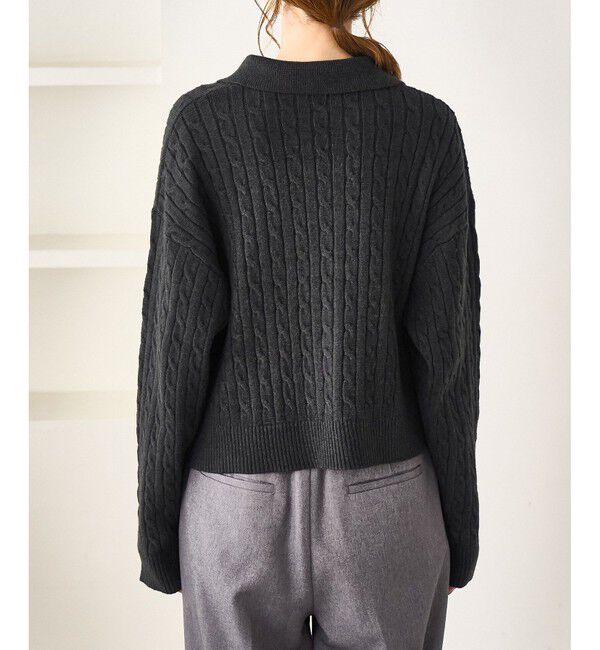 Rope&rsquo;Picnic「【BEVERLYHILLS POLO CLUB・新色追加】ケーブル編みクロップドスキッパーニット」|ニット・セーター|