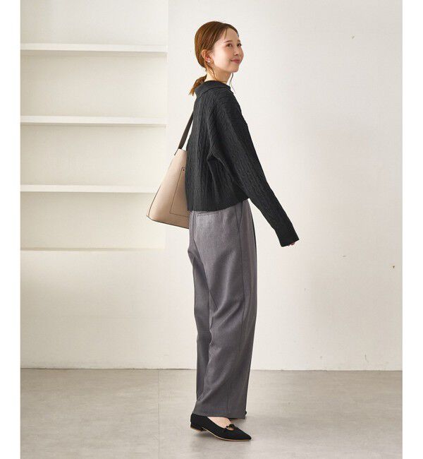 Rope&rsquo;Picnic「【BEVERLYHILLS POLO CLUB・新色追加】ケーブル編みクロップドスキッパーニット」|ニット・セーター|