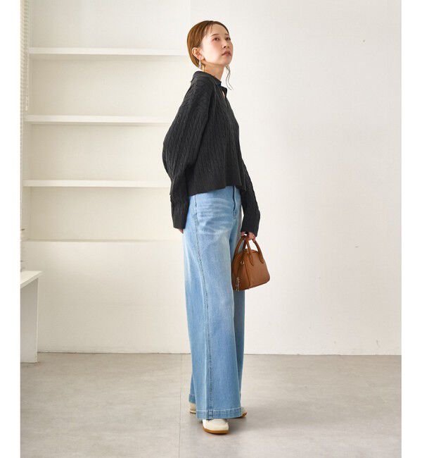 Rope&rsquo;Picnic「【BEVERLYHILLS POLO CLUB・新色追加】ケーブル編みクロップドスキッパーニット」|ニット・セーター|