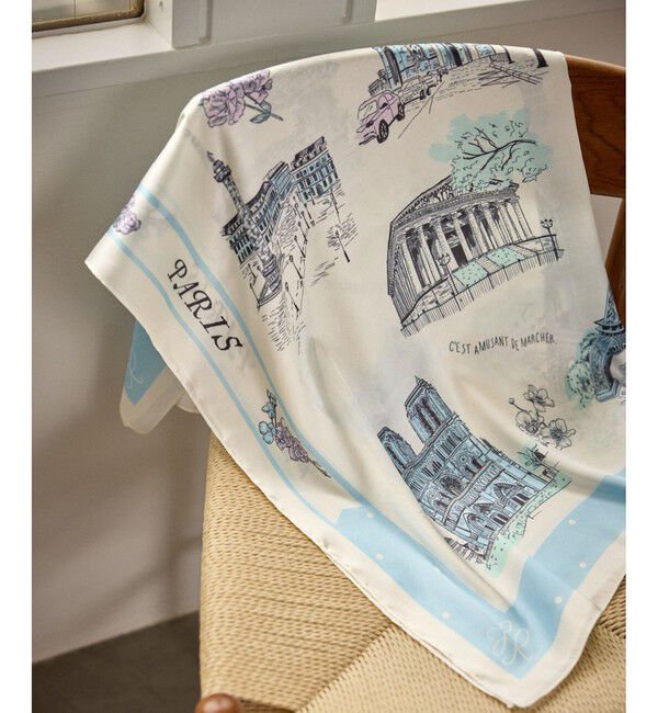 ROPE PICNIC PASSAGE「シティーパターンスカーフ 90cm」|バンダナ・スカーフ|サックス(48)