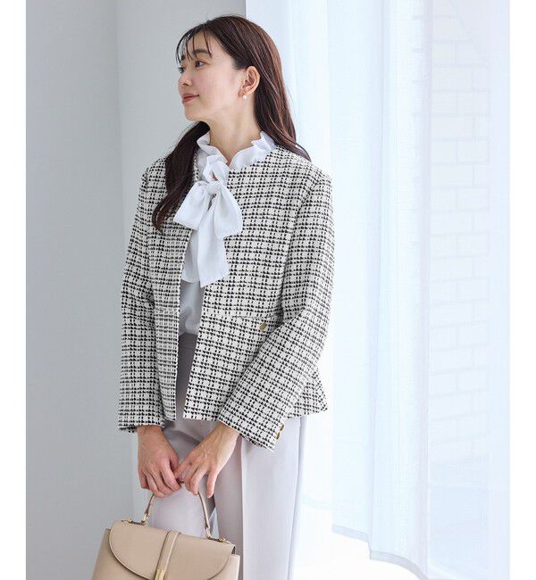 Rope&rsquo;Picnic「【WEB限定カラー】ツイードフレアジャケット/入卒式・セレモニー対応・リンクコーデ」|ノーカラージャケット|