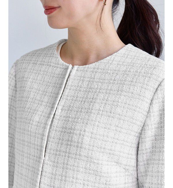 Rope&rsquo;Picnic「【WEB限定カラー】ツイードフレアジャケット/入卒式・セレモニー対応・リンクコーデ」|ノーカラージャケット|