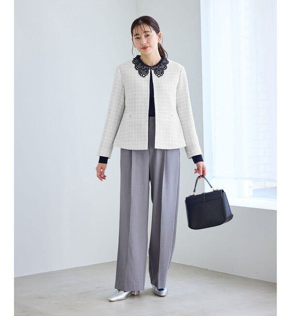 Rope&rsquo;Picnic「【WEB限定カラー】ツイードフレアジャケット/入卒式・セレモニー対応・リンクコーデ」|ノーカラージャケット|