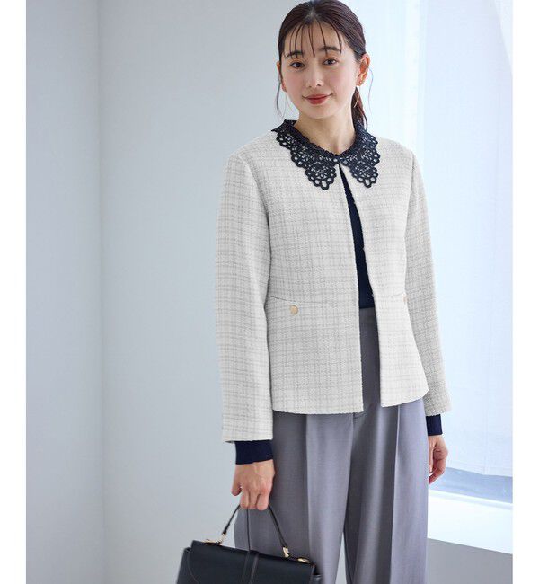 Rope&rsquo;Picnic「【WEB限定カラー】ツイードフレアジャケット/入卒式・セレモニー対応・リンクコーデ」|ノーカラージャケット|