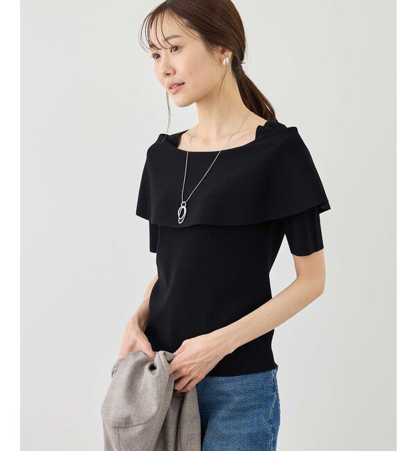 Rope&rsquo;Picnic「八方映えニット ハーフスリーブケープニットプルオーバー/UVカット・接触冷感・イージーケア」|ニット・セーター|