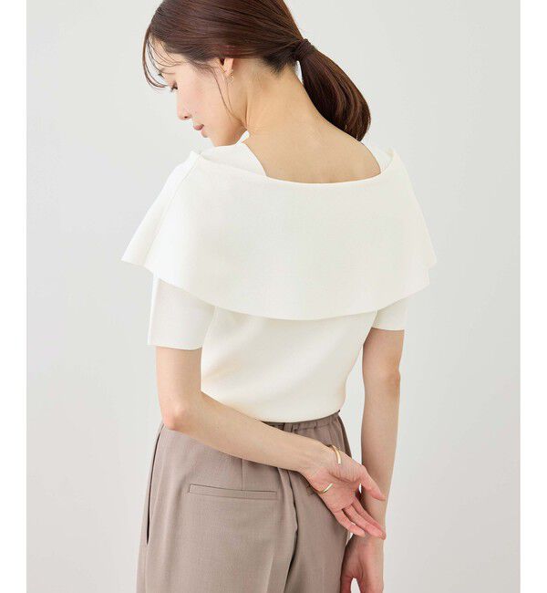Rope&rsquo;Picnic「八方映えニット ハーフスリーブケープニットプルオーバー/UVカット・接触冷感・イージーケア」|ニット・セーター|