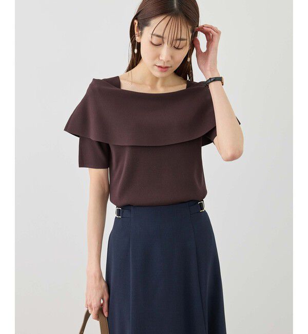 Rope&rsquo;Picnic「八方映えニット ハーフスリーブケープニットプルオーバー/UVカット・接触冷感・イージーケア」|ニット・セーター|