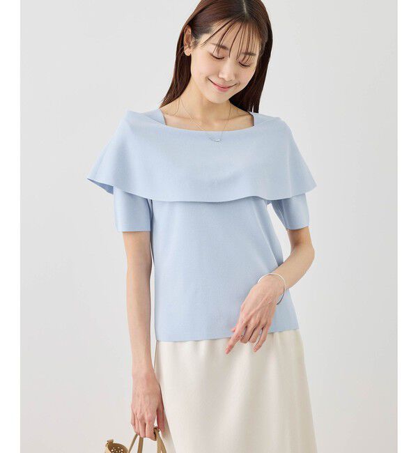 Rope&rsquo;Picnic「八方映えニット ハーフスリーブケープニットプルオーバー/UVカット・接触冷感・イージーケア」|ニット・セーター|