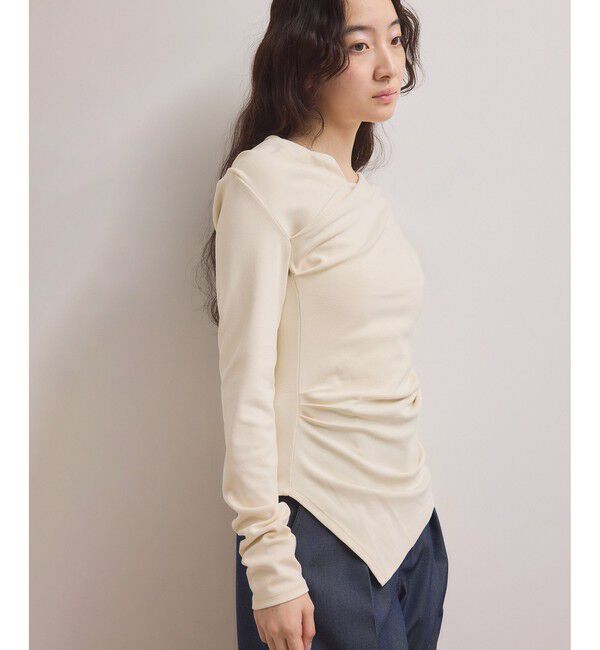 ADAM ET ROPE'「【WEB限定】アシンメトリードレープトップス」|Tシャツ・カットソー|