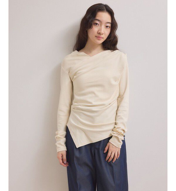 ADAM ET ROPE'「【WEB限定】アシンメトリードレープトップス」|Tシャツ・カットソー|オフホワイト(15)