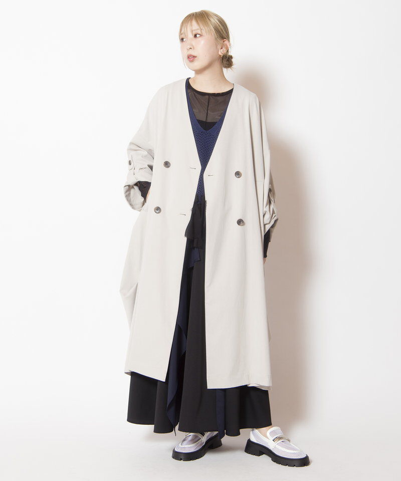  「ダブルブレストビッグコート」|ノーカラーコート|