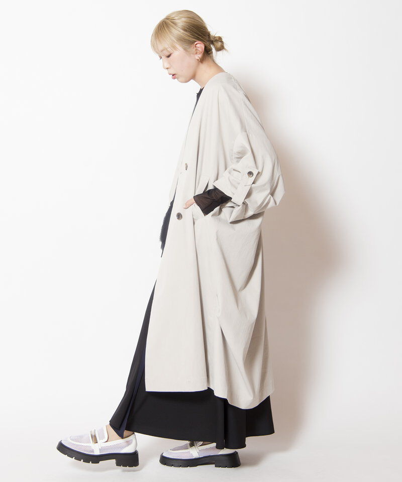  「ダブルブレストビッグコート」|ノーカラーコート|