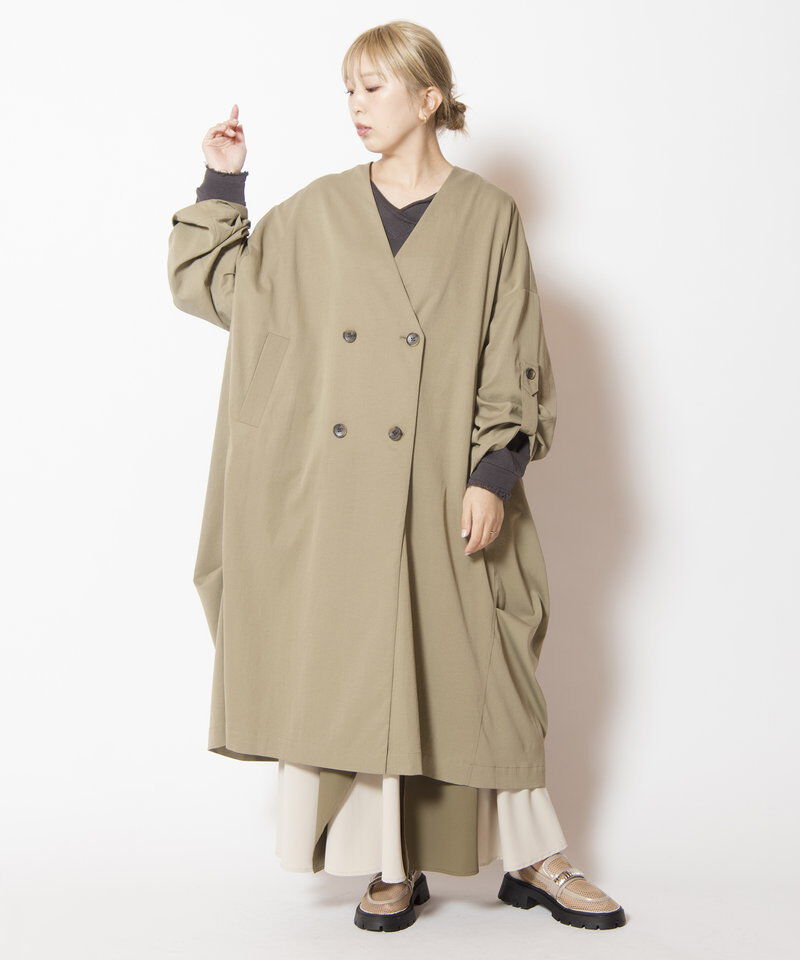  「ダブルブレストビッグコート」|ノーカラーコート|