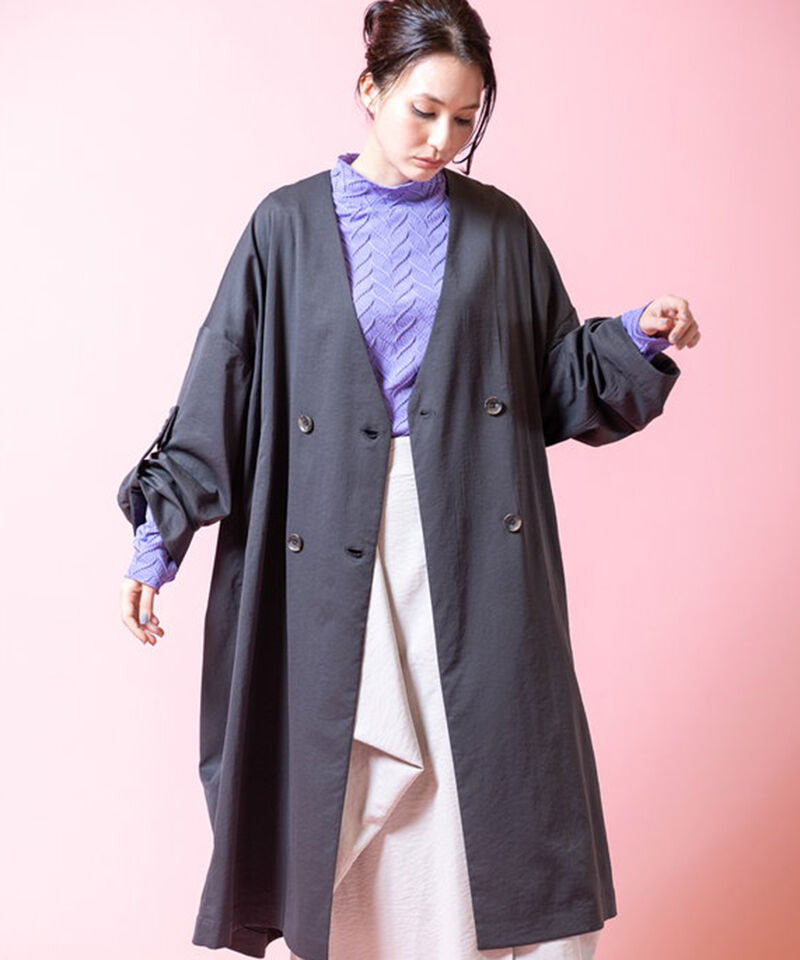  「ダブルブレストビッグコート」|ノーカラーコート|CHARCOAL