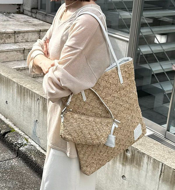  「【PAPILLONNER/パピヨネ】ラフィアツインズバッグ」|トートバッグ|