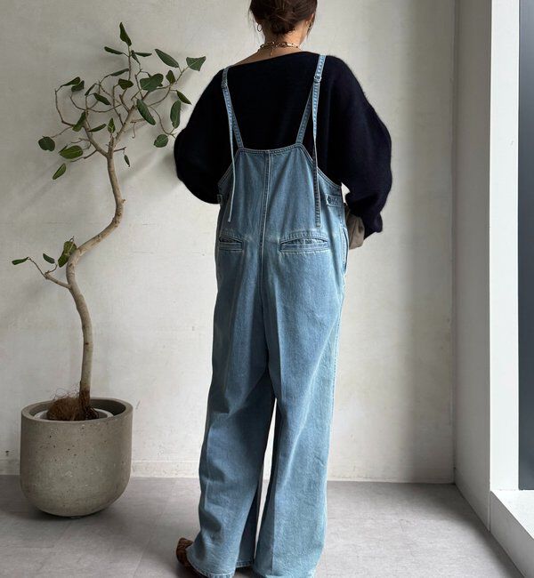  「細紐デニムフロントジップサロペット」|ワンピース|