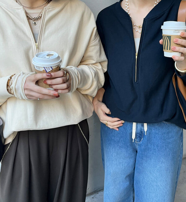  「【新色追加】【インフルエンサー OKOCHI企画】ハーフジップスウェット」|Tシャツ・カットソー|