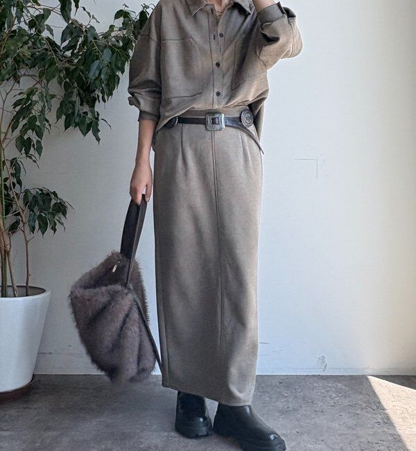  「スウェードダンボールIラインスカート」|スカート|