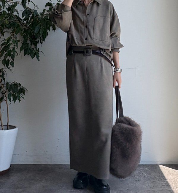  「スウェードダンボールIラインスカート」|スカート|